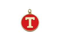 New Trendy Red Gold Enamel Initials Letter Charm/Pendant, Enamel Initial Alphabet Letters, Custom Naming Pendants, 25x28mm,sku#ML37