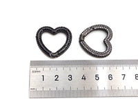 NEW STYLE!!! Fully CZ Micro Pave Heart Carabiner Clasp with Easy Open Spring, Heart Spring Snap Clasp, 26x28mm, sku#H259