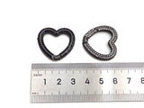 NEW STYLE!!! Fully CZ Micro Pave Heart Carabiner Clasp with Easy Open Spring, Heart Spring Snap Clasp, 26x28mm, sku#H259