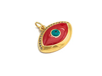 Enamel Evil Eye Charm, Red Black White eye pendant, Enamel eye charm, Protection eye charm, 21x16mm,sku#Z411