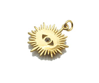 CZ Micro Pave Evil Eye On North Star Shaped Pendant/Charm,Gold Radiate Cubic Zirconia Pendant Charm,19x21mm,sku#Y315