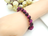 Fuchsia Tiger Eye Stretchy Bracelet, Sku#U1081