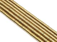 Light Gold Natural Smooth Heishi Hematite Beads, 1x2mm/1x3mm/1x4mm/1x6mm/1x8mm Heishi Beads, 15.5" Full Strand, Sku#S141