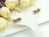 PRESELLING CZ Micro Pave Stud Earring Wires, Rainbow Shape Earrings, Colorful CZ micro pave earrings, 8x17mm, sku#J228