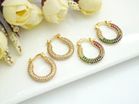 CZ Huggies Hoop Earrings, Sku#J241