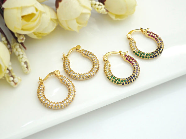 CZ Huggies Hoop Earrings, Sku#J241