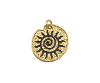 Black Enamel Conch Shape Charm, 18K Gold Medallion Charm, Necklace Bracelet Charm Pendant, 24x22mm,Sku#L566