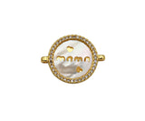 Gold Filled Mother-of-pearl Inlay MAMA Letter Round Connector, 18K Gold Filled MAMA LetterPendant,Mother's Day Gift, 15x20mm,Sku#Z1363