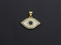 Enamel Colorful Evil Eye Pendant, CZ Micro Pave Oil Drop pendant,Enamel pendant,Enamel Jewelry, 15x21mm, sku#F1049
