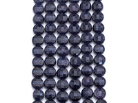 Double Sided Turtle Shell Cut Blue Goldstone Coin beads, 6mm Flat coin faceted, Natural Gemstone Beads, 16" Full Strand, sku#U606