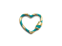 Colorful Enamel Pave Heart Shape Clasp, Gold Carabiner Clasp, 23x25mm, sku#H162