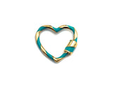 Colorful Enamel Pave Heart Shape Clasp, Gold Carabiner Clasp, 23x25mm, sku#H162