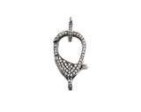 CZ Micro Pave Teardrop Lobster Claw Clasp, Antique Silver Plated Cubic Zirconia Clasp, 12x23mm,sku#H174
