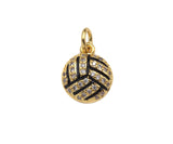 CZ Micro Pave Gold Silver Volleyball Charm, Cubic Zirconia Pendant, Volleyball Charm, CZ Micro Pave Sport ball Pendant,10x12mm, Sku#F1349