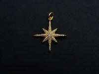 Clear CZ Micro Pave North Star Shaped Pendant/Charm, Star Cubic Zirconia Pendant Charm, 23x25mm,sku#Z824