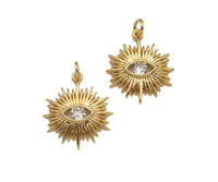 CZ Micro Pave Evil Eye On North Star Shaped Pendant/Charm,Gold Radiate Cubic Zirconia Pendant Charm,19x21mm,sku#Y315