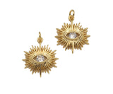 CZ Micro Pave Evil Eye On North Star Shaped Pendant/Charm,Gold Radiate Cubic Zirconia Pendant Charm,19x21mm,sku#Y315
