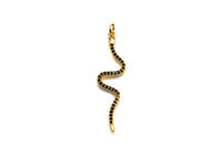 Black CZ Micro Pave Snake Shape Pendant/Charm, Snakea Cubic Zirconia Pendant, Gold Tone,10x39mm,Sku#Z794