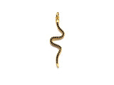 Black CZ Micro Pave Snake Shape Pendant/Charm, Snakea Cubic Zirconia Pendant, Gold Tone,10x39mm,Sku#Z794