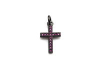 CZ Micro Pave Cross Charm, Black/Fuchsia/Turquoise/Cobalt Blue Cubic Zirconia Cross, 10x16mm, sku#X143