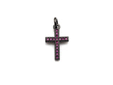 CZ Micro Pave Cross Charm, Black/Fuchsia/Turquoise/Cobalt Blue Cubic Zirconia Cross, 10x16mm, sku#X143