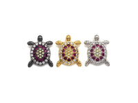 Colorful CZ Micro Pave Tortoise Shape Pendant,Cubic Zirconia Tortoise Charm,Gold/Silver/Black Tone, 18X23mm,sku#Z724