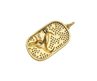 CZ Micro Pave Ox-head On Oval Shape Pendant/Charm,SKU#F1391