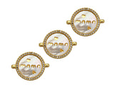 Gold Filled Mother-of-pearl Inlay MAMA Letter Round Connector, 18K Gold Filled MAMA LetterPendant,Mother's Day Gift, 15x20mm,Sku#Z1363