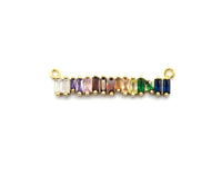 Colorful CZ Micro Pave Rainbow Bar Pendant for Necklace, 6x35mm, sku#F682