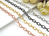 6x9mm Paper Clip Chain by Yard, Gold/Silver/Rose Gold/Gunmetal Chain, Cross Link Chain, wholesale Bulk Chain necklace making, sku#E512