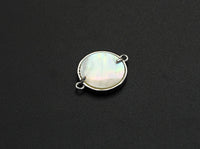 CZ Micro Pave Colorful Lucky Tree on Mother-of-pearl Connector Charm, Cubic Zirconia Link Charm, 22mm,sku#Z688