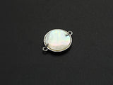 CZ Micro Pave Colorful Lucky Tree on Mother-of-pearl Connector Charm, Cubic Zirconia Link Charm, 22mm,sku#Z688