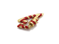 Colorful Enamel Pave Lightning Shape Clasp, Gold Plated Screw Clasp, Carabiner Clasp, 18x32mm, sku#K80