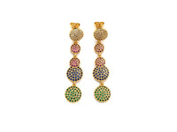 Colorful CZ Micro Pave Five Round Dots Dangle&Drop Earrings, Colorful CZ micro pave earrings, Statement Earrings, 47mm, sku#J275