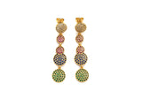 Colorful CZ Micro Pave Five Round Dots Dangle&Drop Earrings, Colorful CZ micro pave earrings, Statement Earrings, 47mm, sku#J275
