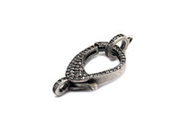 CZ Micro Pave Teardrop Lobster Claw Clasp, Antique Silver Plated Cubic Zirconia Clasp, 12x23mm,sku#H174