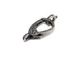 CZ Micro Pave Teardrop Lobster Claw Clasp, Antique Silver Plated Cubic Zirconia Clasp, 12x23mm,sku#H174