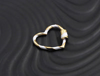 Colorful Enamel Pave Heart Shape Clasp, Gold Carabiner Clasp, 23x25mm, sku#H162