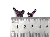 Fuchsia CZ Micro Pave Butterfly Pendant/Charm,Cubic Zirconia Paved Charm, Necklace Bracelet Charm Pendant,7x9/10x13mm,sku#X139