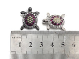 Colorful CZ Micro Pave Tortoise Shape Pendant,Cubic Zirconia Tortoise Charm,Gold/Silver/Black Tone, 18X23mm,sku#Z724