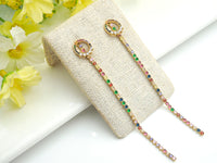 CZ Micro Pave Stud with long strip Earring, sku#J223