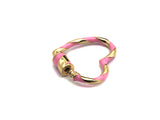 Colorful Enamel Pave Heart Shape Clasp, Gold Carabiner Clasp, 23x25mm, sku#H162