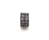 Clear CZ Micro Pave Double Row Charm Holder, Cubic Zirconia Round Ring Spacer Charm,Gold/Silver/Rose Gold/Black Tone,3x8mm,sku#L322