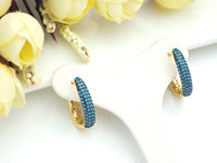 Colorful CZ Gold Hoop Earrings, Sku#J242