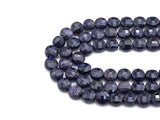 Double Sided Turtle Shell Cut Blue Goldstone Coin beads, 6mm Flat coin faceted, Natural Gemstone Beads, 16" Full Strand, sku#U606