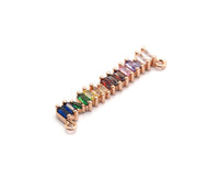 Colorful CZ Micro Pave Rainbow Bar Pendant for Necklace, 6x35mm, sku#F682