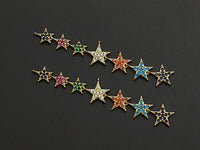 Colorful CZ Micro Pave String Five Star Pendant/Charm Bracelet Necklace Cubic Zirconia  Heart Pendant Charm, 16x87mm,sku#Z673