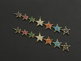 Colorful CZ Micro Pave String Five Star Pendant/Charm Bracelet Necklace Cubic Zirconia  Heart Pendant Charm, 16x87mm,sku#Z673