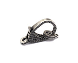 CZ Micro Pave Teardrop Lobster Claw Clasp, Antique Silver Plated Cubic Zirconia Clasp, 12x23mm,sku#H174