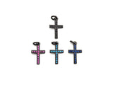 CZ Micro Pave Cross Charm, Black/Fuchsia/Turquoise/Cobalt Blue Cubic Zirconia Cross, 10x16mm, sku#X143